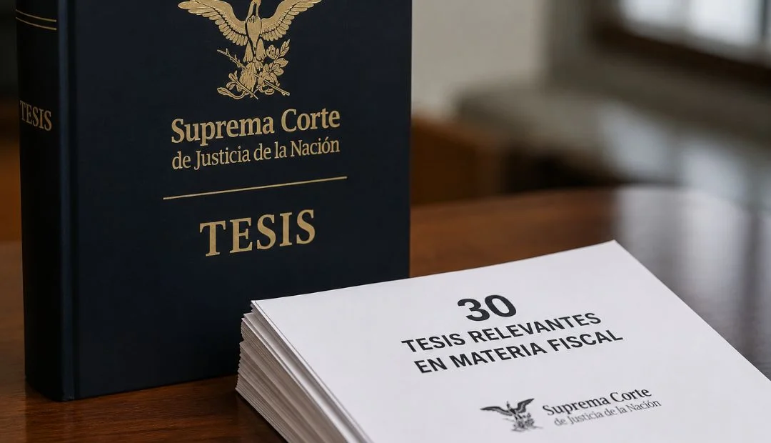Imagen alusiva a la publicación de 30 tesis relevantes en materia fiscal por parte de la Suprema Corte de Justicia de la Nación, con criterios de interés para abogados, contadores, fiscalistas y contribuyentes.